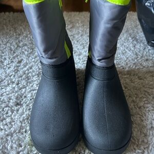 Black and Gray Waterproof Boots with Neon Accents